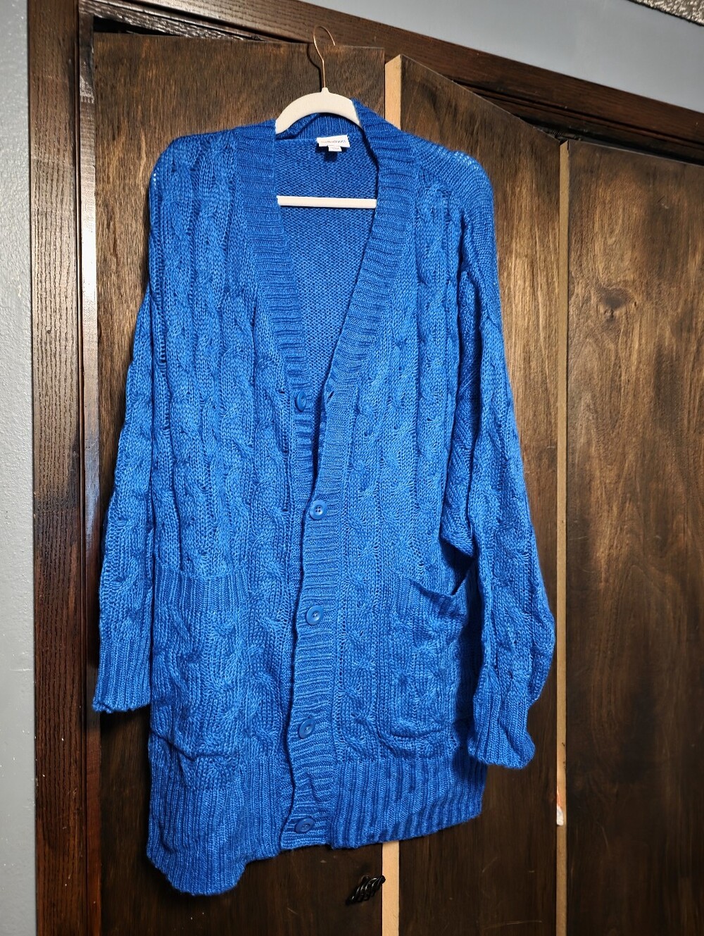 LuLaRoe Bright Blue Cable Knit Button Cardigan